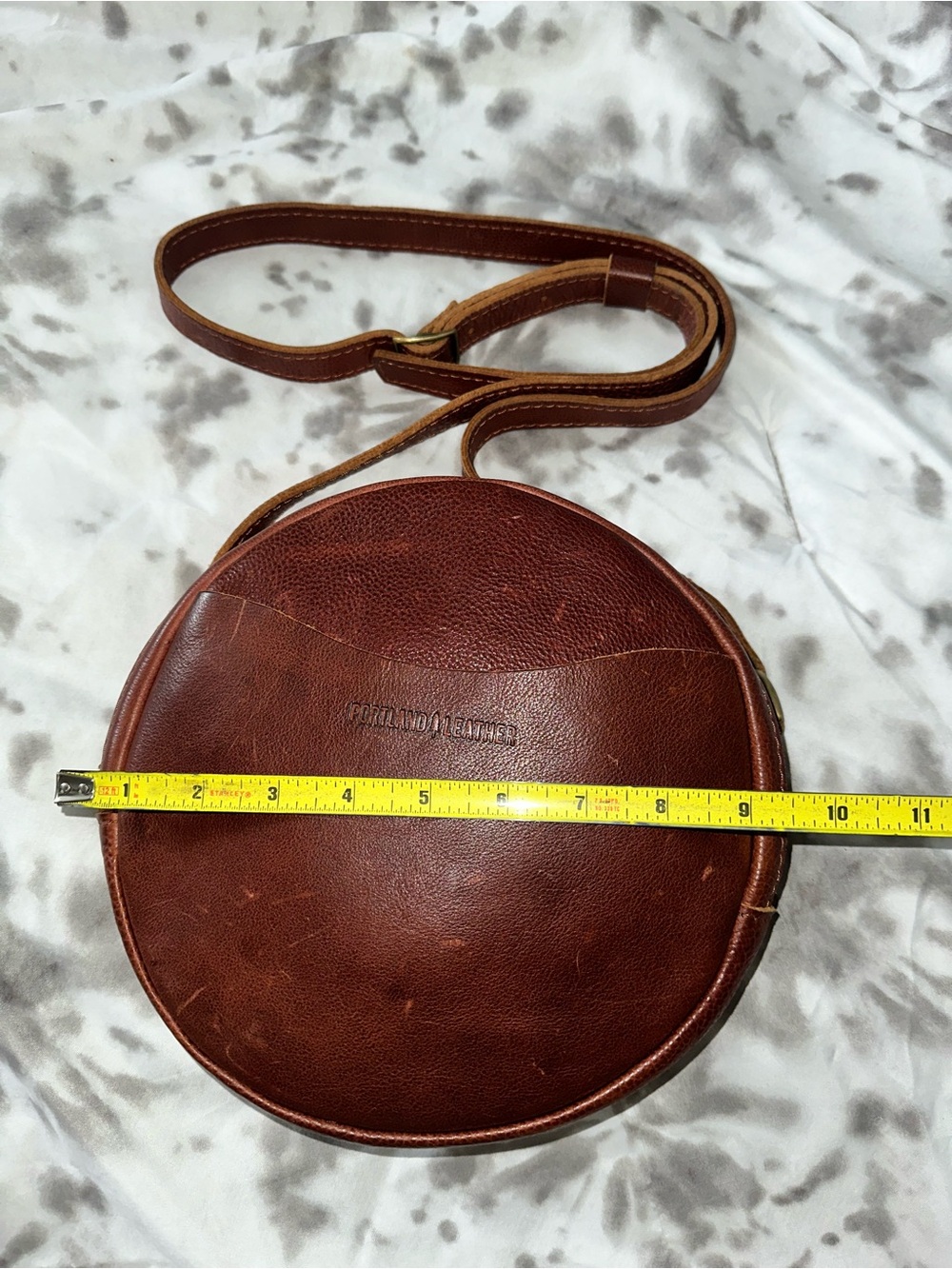 Portland Leather Round Crossbody Bag - Chestnut Brown - Picture 3 of 11